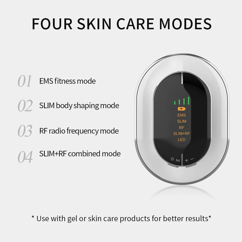 EMS & RF Body Slimming Machine with Fat Burner Gel – Radio Frequency, Microcurrent, IPL Body Sculpting & Weight Loss Massager