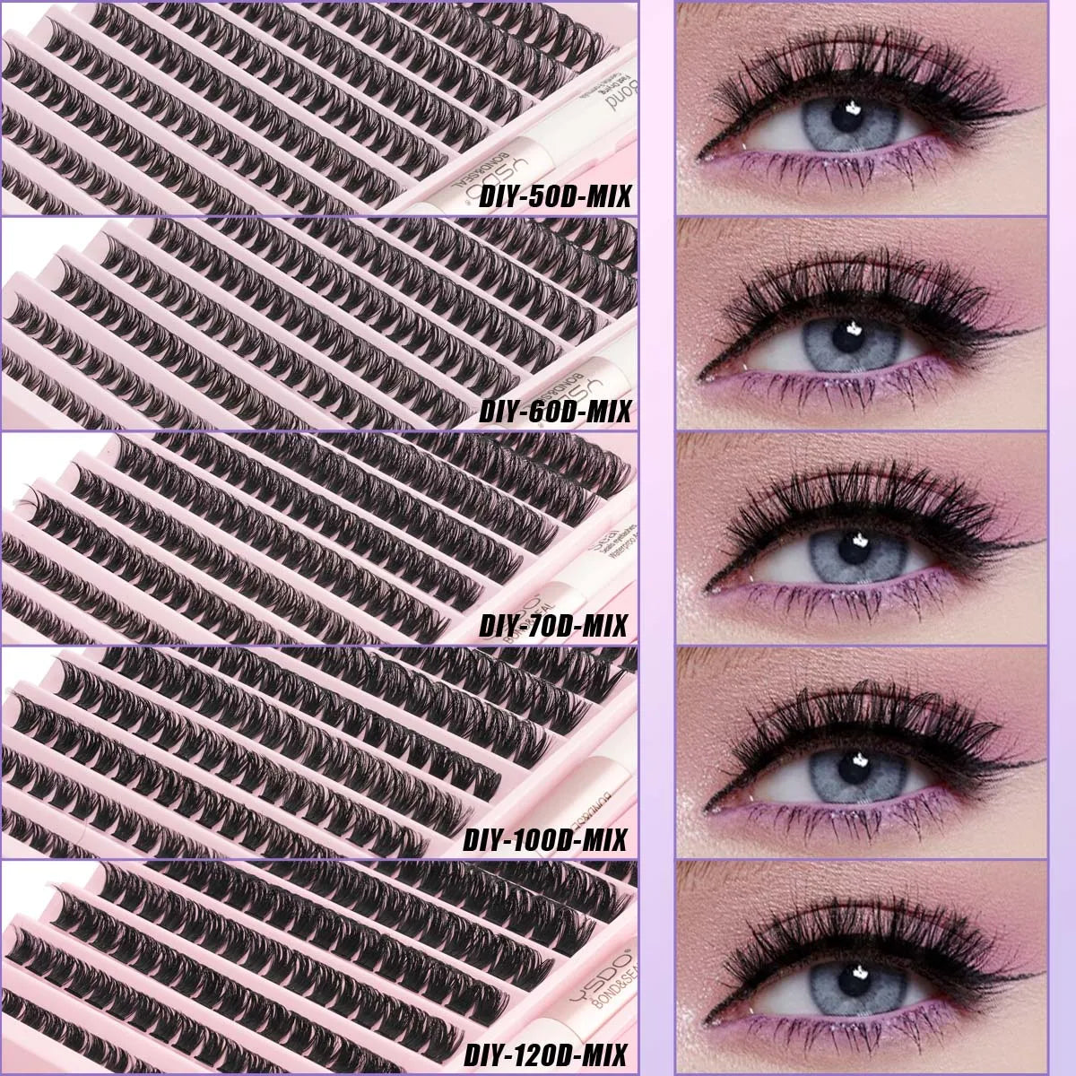 DIY Lash Clusters Extension Kit – Individual Eyelash Set (5–16mm) with Bond, Seal & Applicator Tool