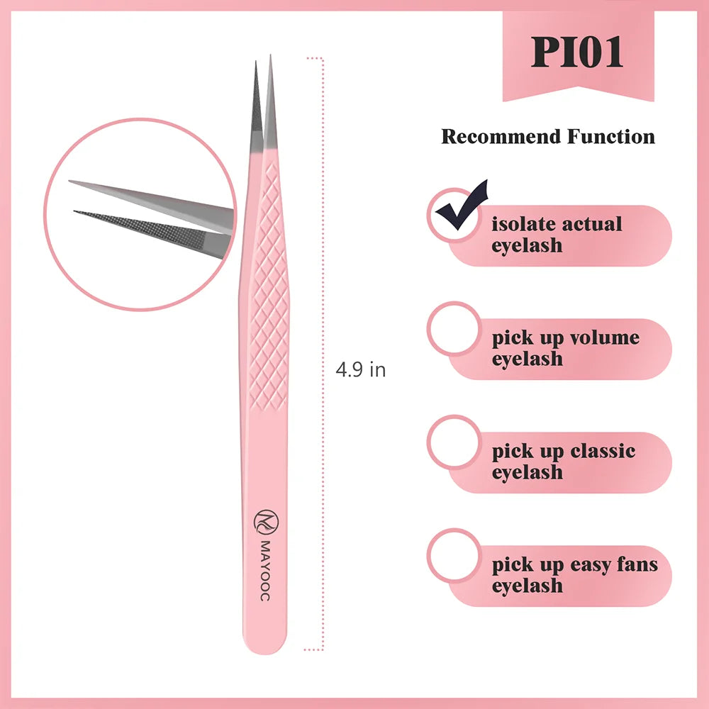 Eyelash Extension Tweezers with Fiber Tips – High-Precision, Anti-Static Lash Tools for Makeup Artists