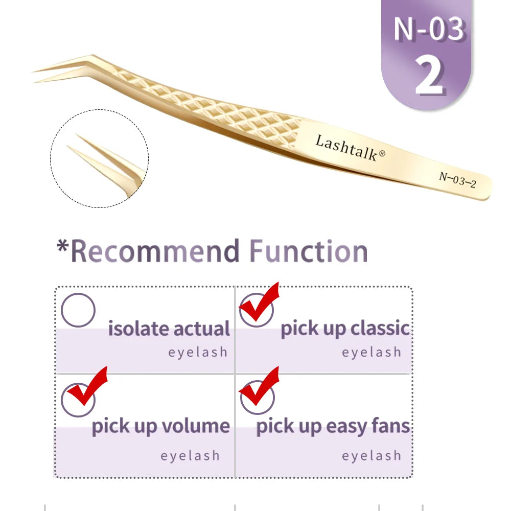 Lashtalk Eyelash Extension Tweezers Makeup Tools From Nagaraku Stainless Steel Non-magnetic Volume FakeLashes Supplies Accurate