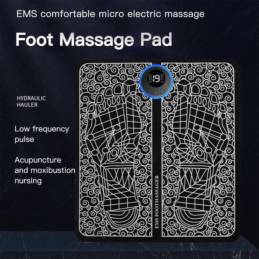 Electric EMS Foot Massager Pad – Muscle Stimulator Massage Mat, USB Rechargeable, for Foot Relaxation & Circulation Improvement