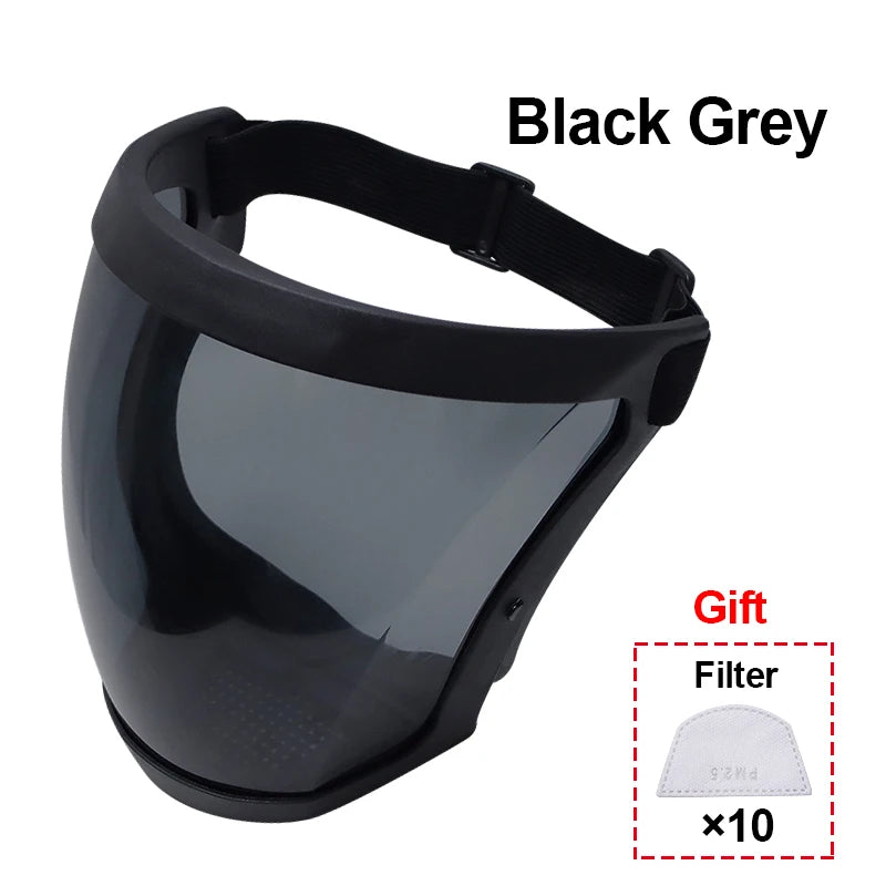 Reusable Work Protection Mask with Transparent Face Shield – Anti-Splash Facial Protector with Silicone Seal & Respiratory Filter for Kitchen, Food Service, and Industrial Use