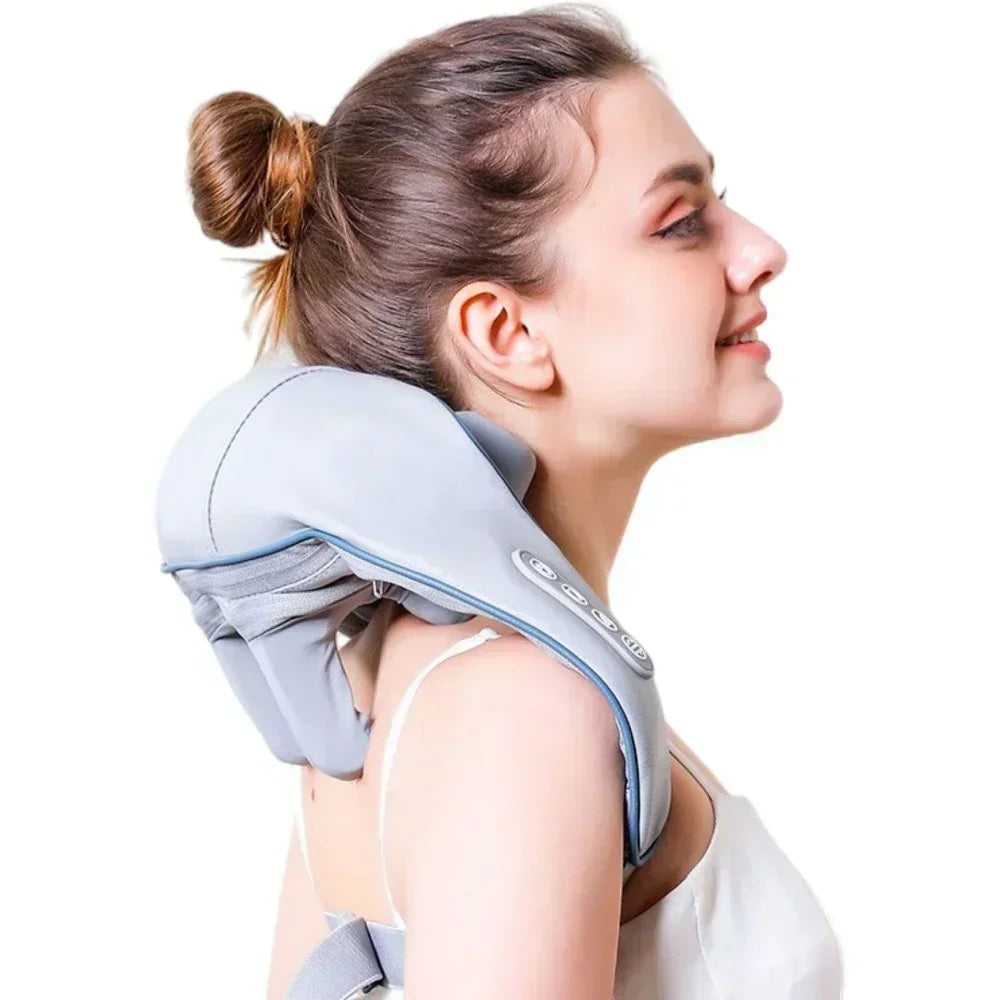 Smart Electric Heated Neck Massager Shawl – Portable Shiatsu Kneading Device for Muscle Relief & Relaxation