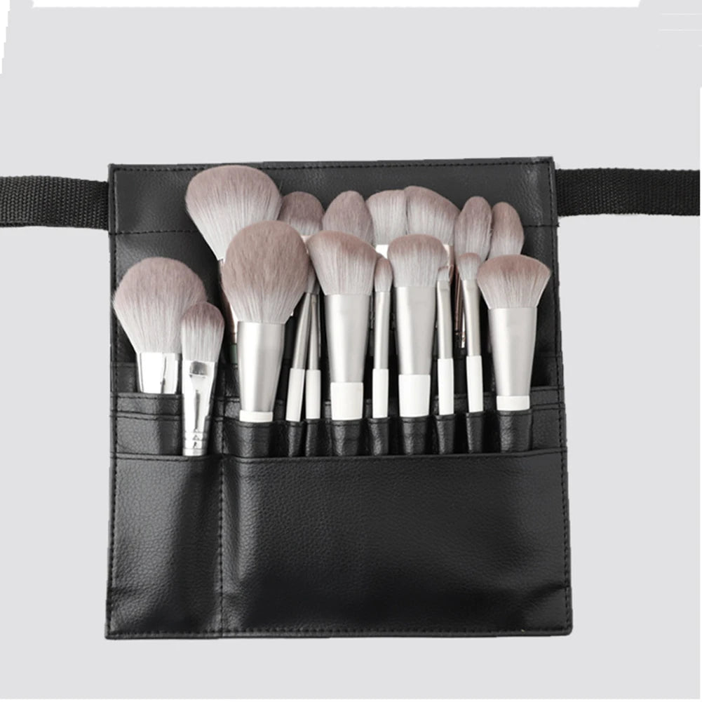 22-Pocket Professional Makeup Brush Holder Apron Bag with Belt Strap – Cosmetic Organizer for Women & Makeup Artists