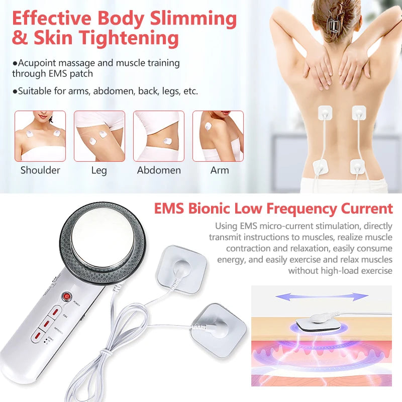 3-in-1 Ultrasonic Body Slimming & Weight Loss Massage Device – Microcurrent, Infrared & Electric Therapy