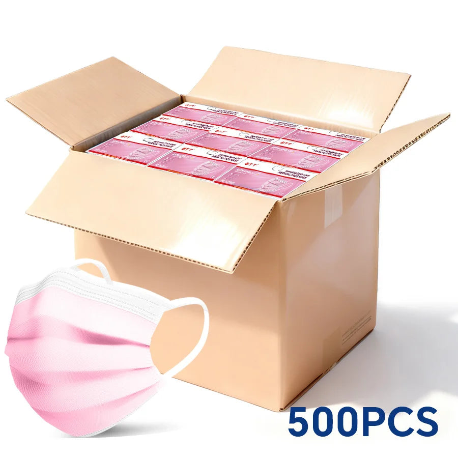 KN95-Style Disposable Face Masks 100–500 PCS Breathable Anti-Dust Earloop Protective Masks Adult