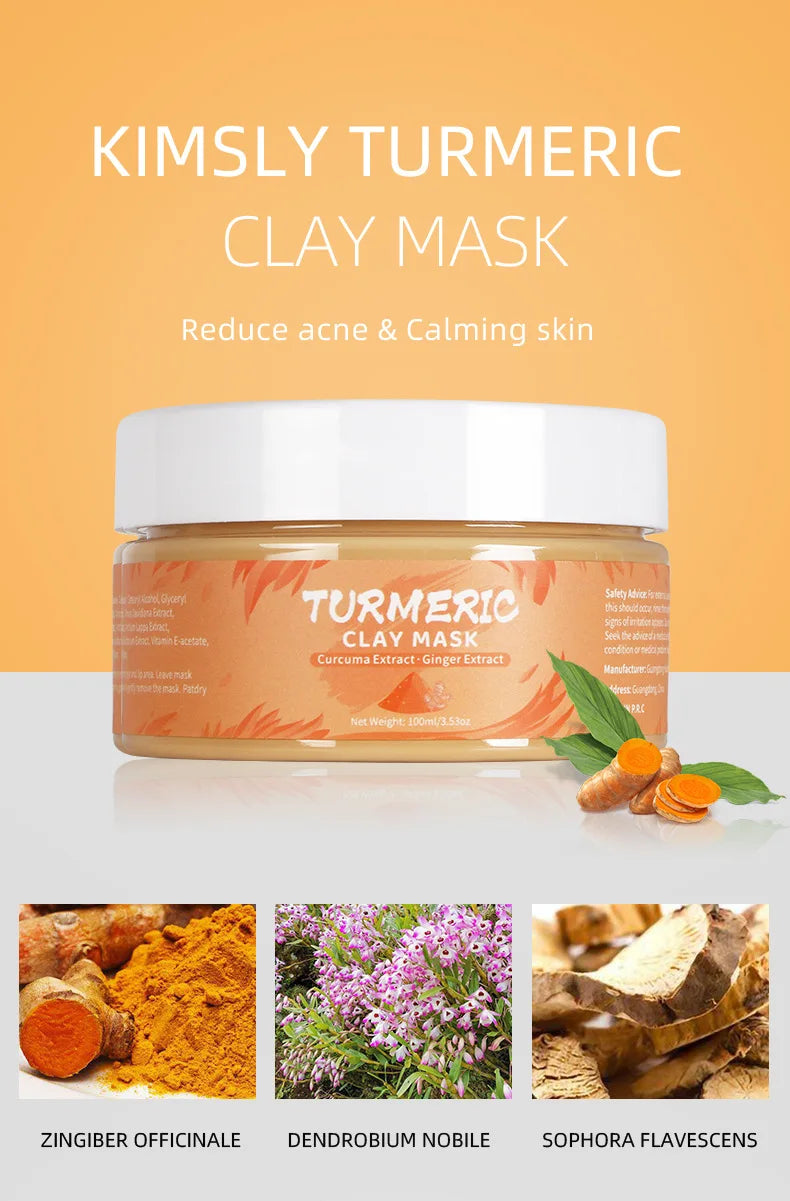 Turmeric, Green Tea, Rose & Avocado Clay Facial Mask – Hydrating, Brightening & Blackhead Removal Mud Skincare Treatment