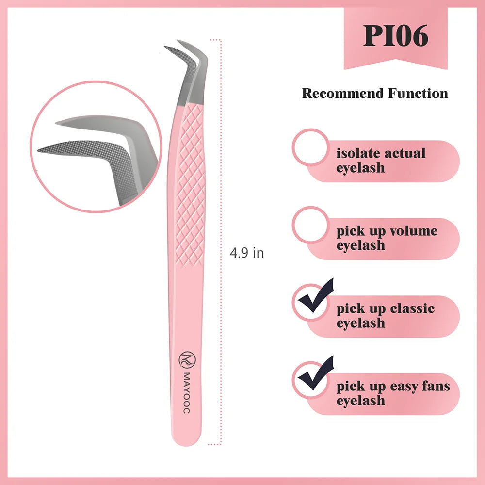 Eyelash Extension Tweezers with Fiber Tips – High-Precision, Anti-Static Lash Tools for Makeup Artists