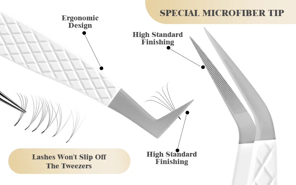 Eyelash Extension Tweezers with Fiber Tips – High-Precision, Anti-Static Lash Tools for Makeup Artists