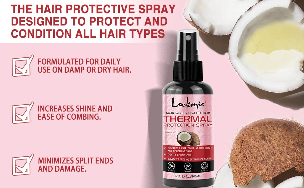 Thermal Protection Spray for Hair – Heat Protectant Serum with UV Defense, Moisturizing Leave-In Conditioner for Women