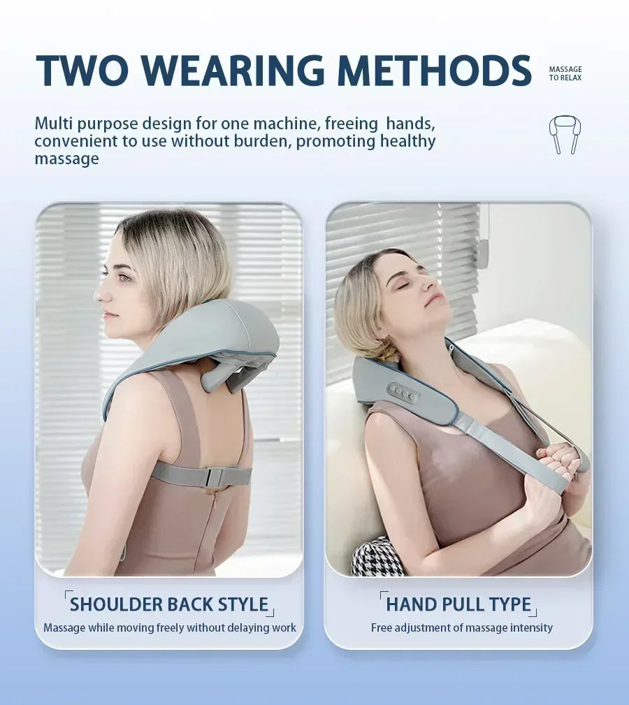 Smart Electric Heated Neck Massager Shawl – Portable Shiatsu Kneading Device for Muscle Relief & Relaxation