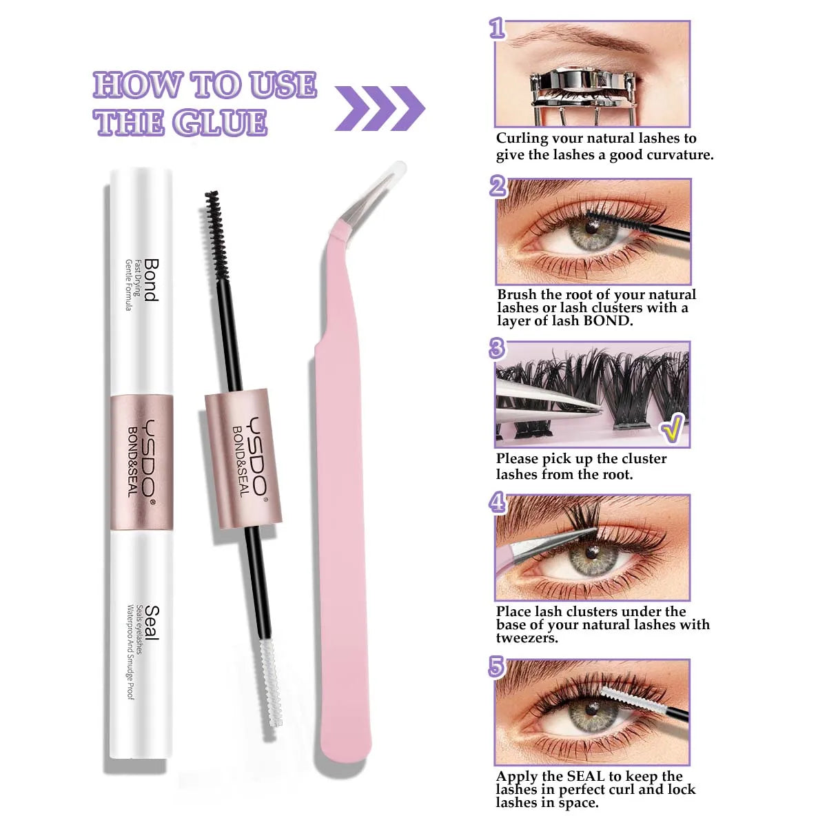DIY Lash Clusters Extension Kit – Individual Eyelash Set (5–16mm) with Bond, Seal & Applicator Tool