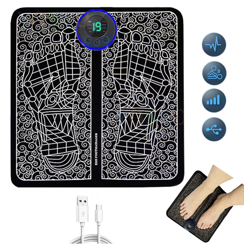 EMS Foot Massager Pad – USB Rechargeable Acupressure & Reflexology Mat for Muscle Stimulation, Pain Relief, and Improved Circulation