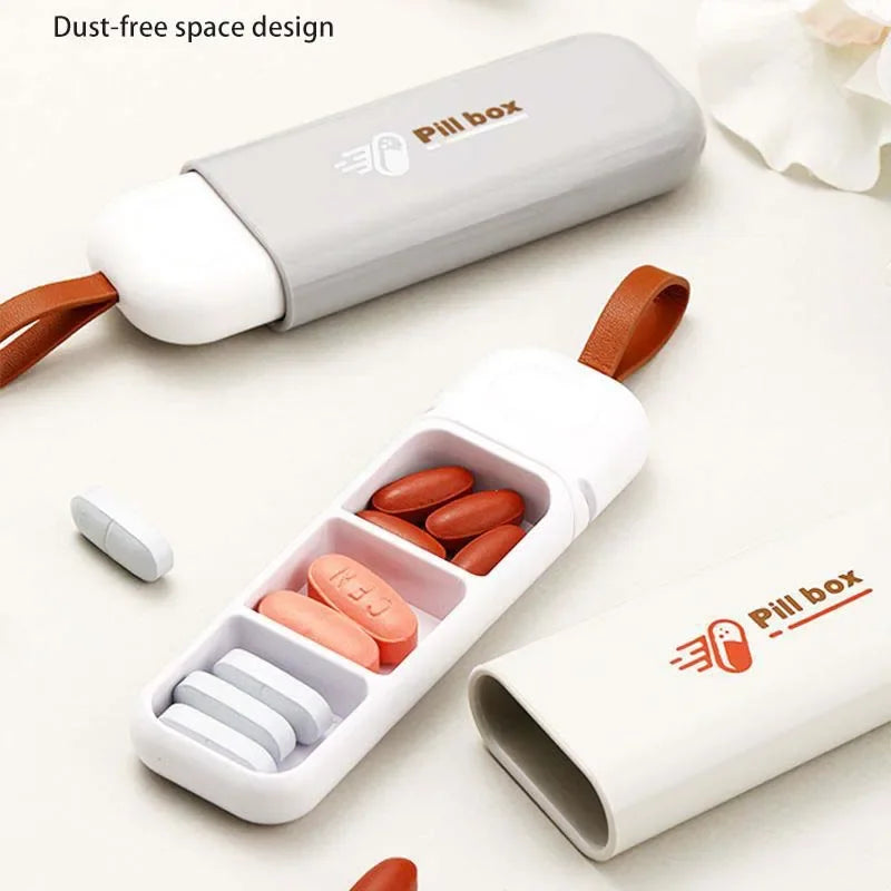 Portable 3-Compartment Colorful Pill Box – Travel Medicine Case with Pill Splitter | Compact & Easy-to-Carry Organizer