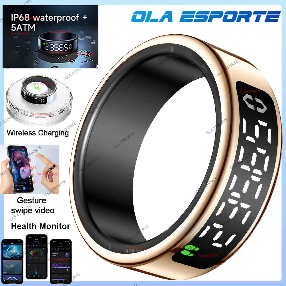 Smart Ring with Touch Display Heart Rate Sleep Tracker IP68 Waterproof Android iOS