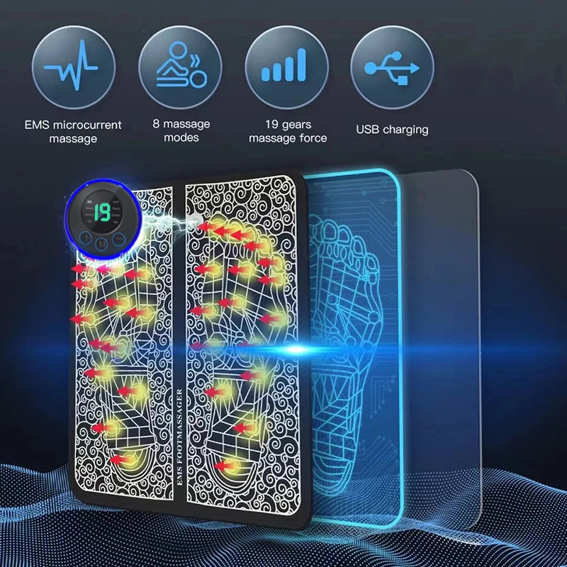 EMS Foot Massager Pad – USB Rechargeable Acupressure & Reflexology Mat for Muscle Stimulation, Pain Relief, and Improved Circulation