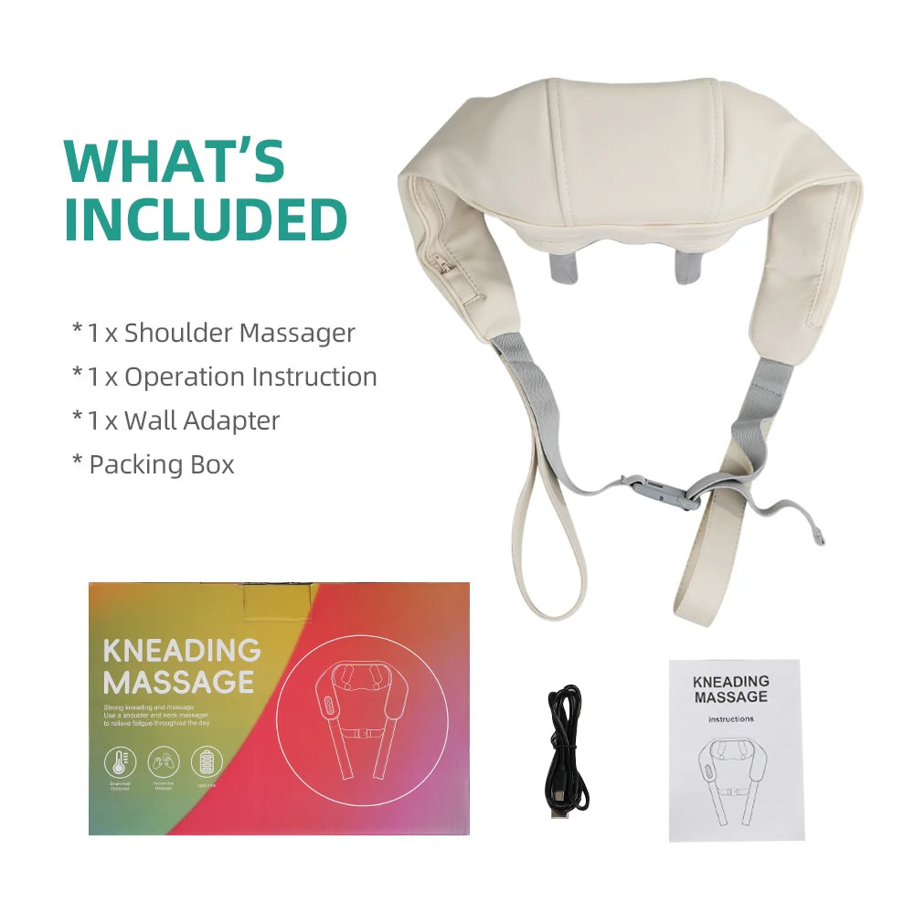 Viladepot 6D Kneading Massage Pillow with Heat – Neck & Shoulder Massager with Adjustable Straps for Fatigue & Pain Relief