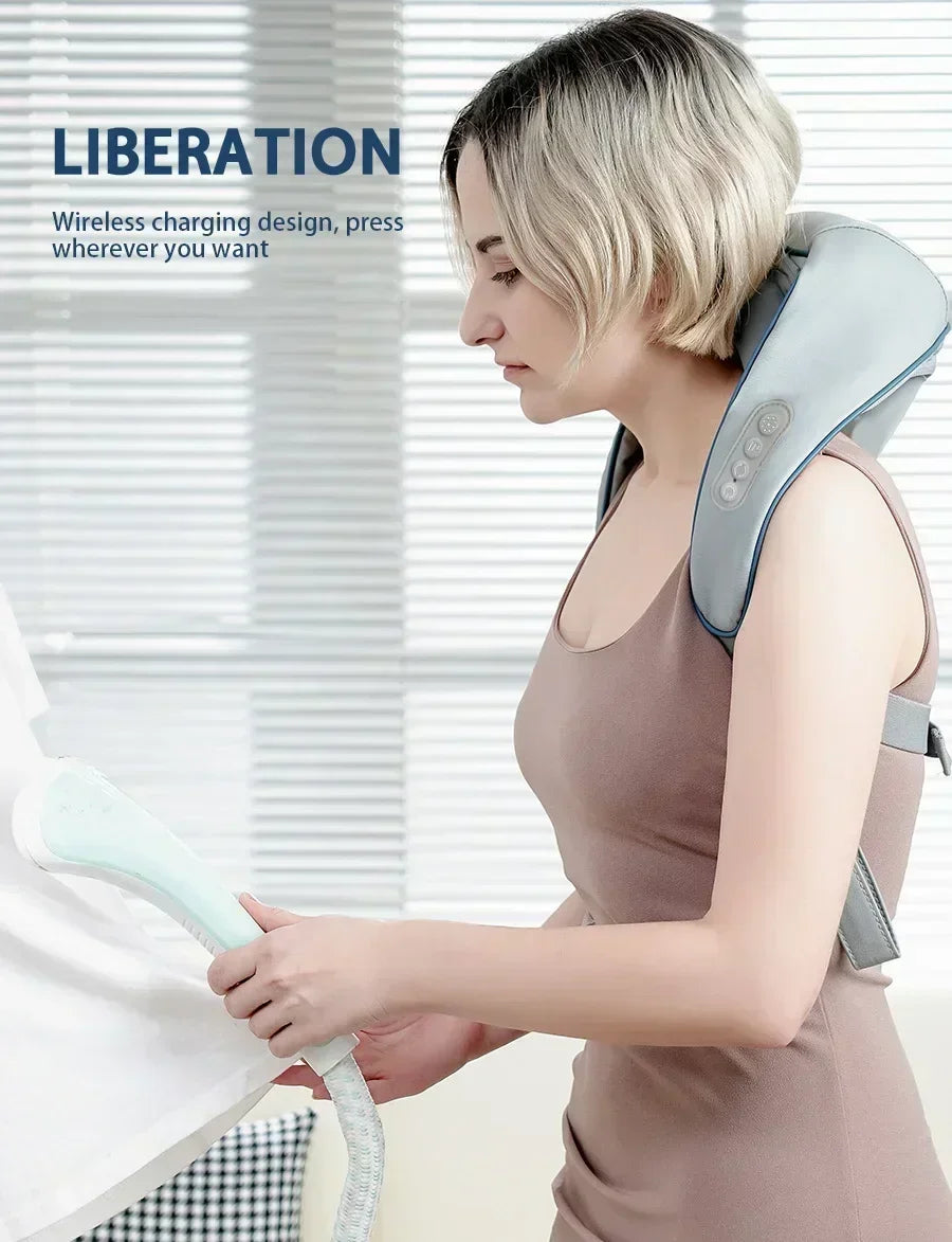 Smart Electric Heated Neck Massager Shawl – Portable Shiatsu Kneading Device for Muscle Relief & Relaxation