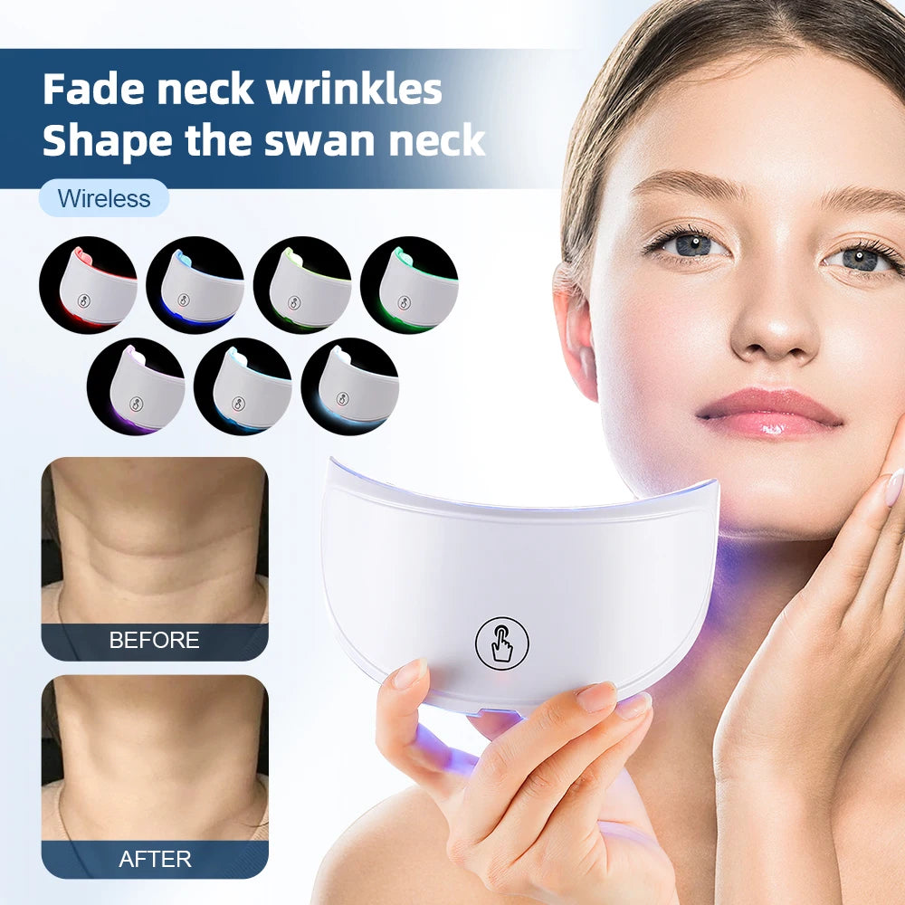 Rechargeable 7-Color LED Facial & Neck Beauty Massager – Skin Rejuvenation & Toning Device