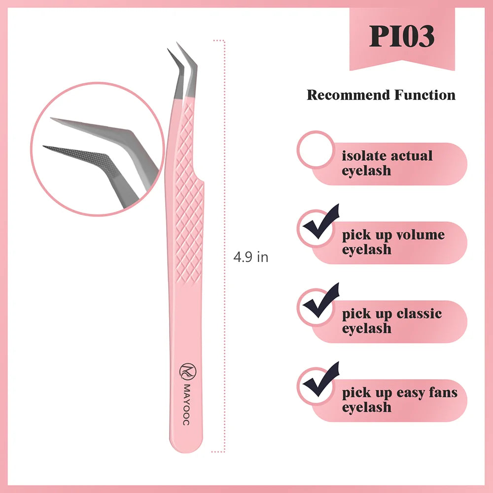 Eyelash Extension Tweezers with Fiber Tips – High-Precision, Anti-Static Lash Tools for Makeup Artists