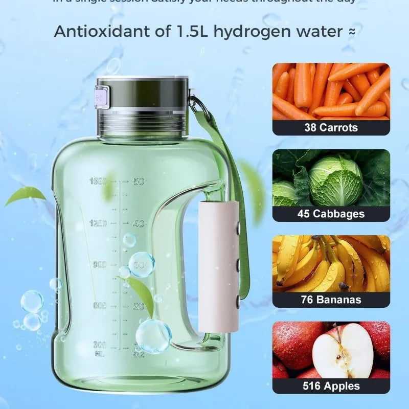 Premium Quality 1.5L Portable Hydrogen Water Bottle – Hydrogen-Rich Sports Bottle & Molecular Hydrogen Generator