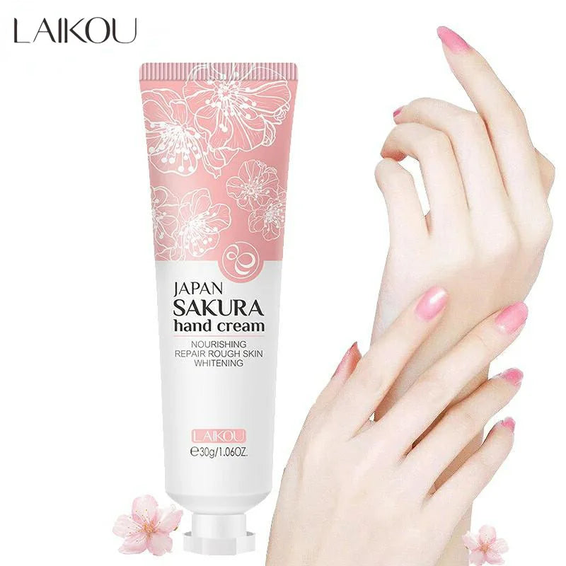 LAIKOU Sakura Hand Cream – Whitening, Anti-Wrinkle, Moisturizing, Anti-Crack, 30g Korean Skincare