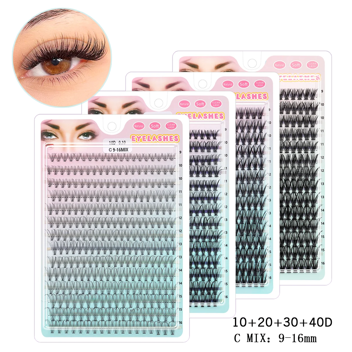 280 PCS DIY Lash Clusters – Individual Eyelash Extensions 10D/20D/30D/40D D Curl 9–16mm