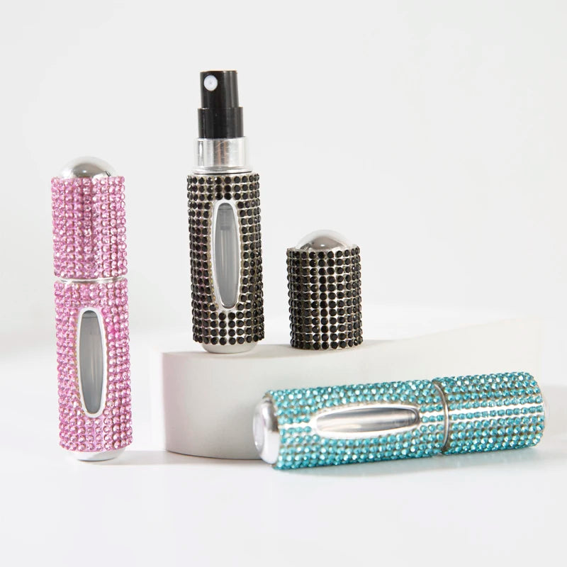 Luxury Diamond-Encrusted Refillable Perfume Atomizer – 5ml Portable Travel Spray Bottle