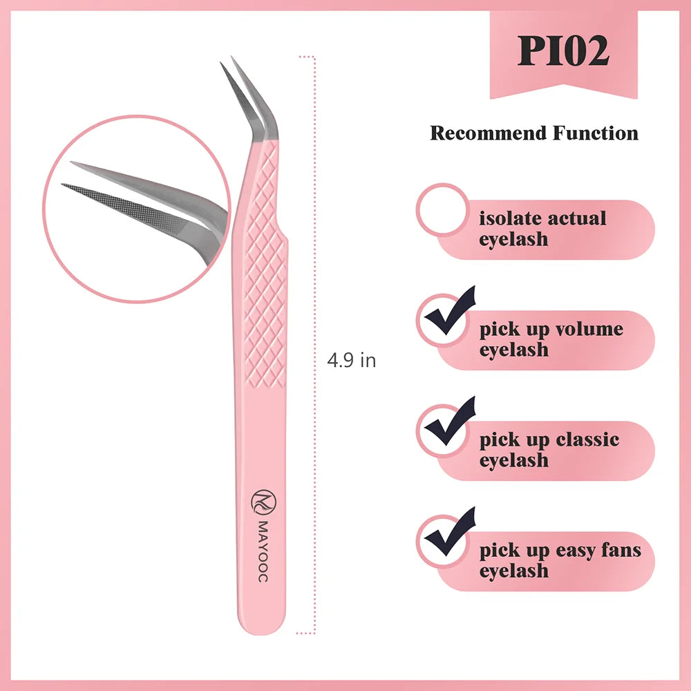 Eyelash Extension Tweezers with Fiber Tips – High-Precision, Anti-Static Lash Tools for Makeup Artists