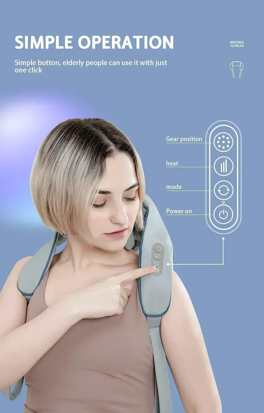 Smart Electric Heated Neck Massager Shawl – Portable Shiatsu Kneading Device for Muscle Relief & Relaxation