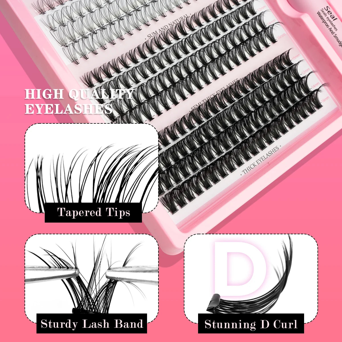 DIY Lash Clusters Extension Kit – Individual Eyelash Set (5–16mm) with Bond, Seal & Applicator Tool