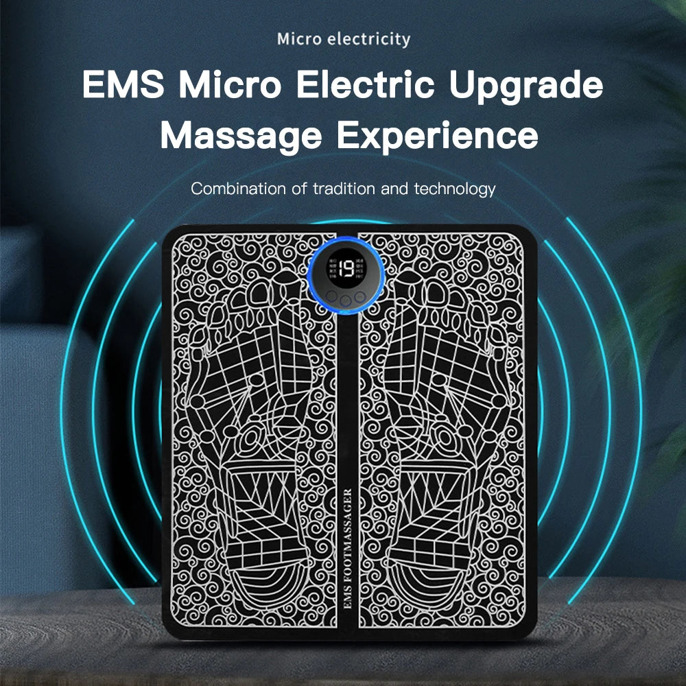 Electric EMS Foot Massager Pad – Muscle Stimulator Massage Mat, USB Rechargeable, for Foot Relaxation & Circulation Improvement