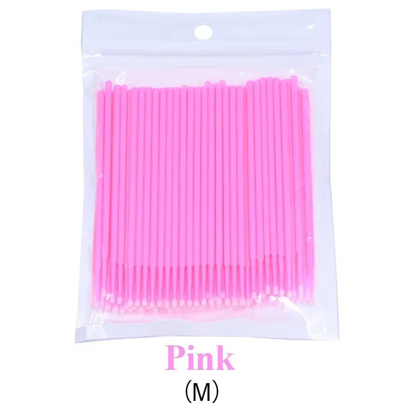 500/1000PCS Eyelash Cleaning Brushes – Colorful Crystal Handle Micro Brushes for Lash Extension Care, Makeup Removal, and Beauty Tools