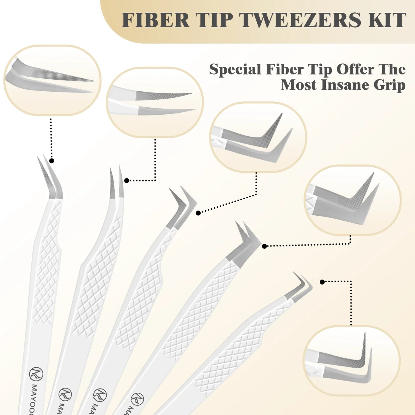 Eyelash Extension Tweezers with Fiber Tips – High-Precision, Anti-Static Lash Tools for Makeup Artists