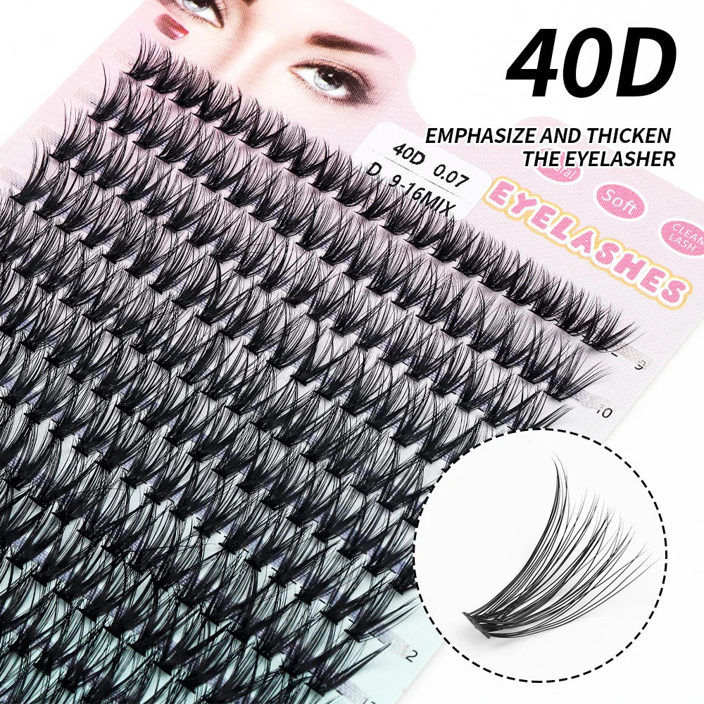 280 PCS DIY Lash Clusters – Individual Eyelash Extensions 10D/20D/30D/40D D Curl 9–16mm