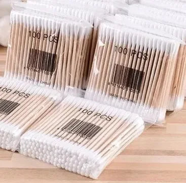 500pcs Double-Head Wooden Cotton Swabs – Makeup & Ear Cleaning Cotton Buds for Nose, Ears, Lipstick Application, and Beauty Tools