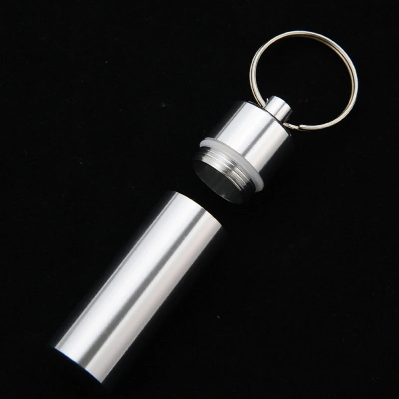 Waterproof Aluminum Pill Box – Portable Medicine Case with Keychain for Travel, Outdoor, and Emergency Use