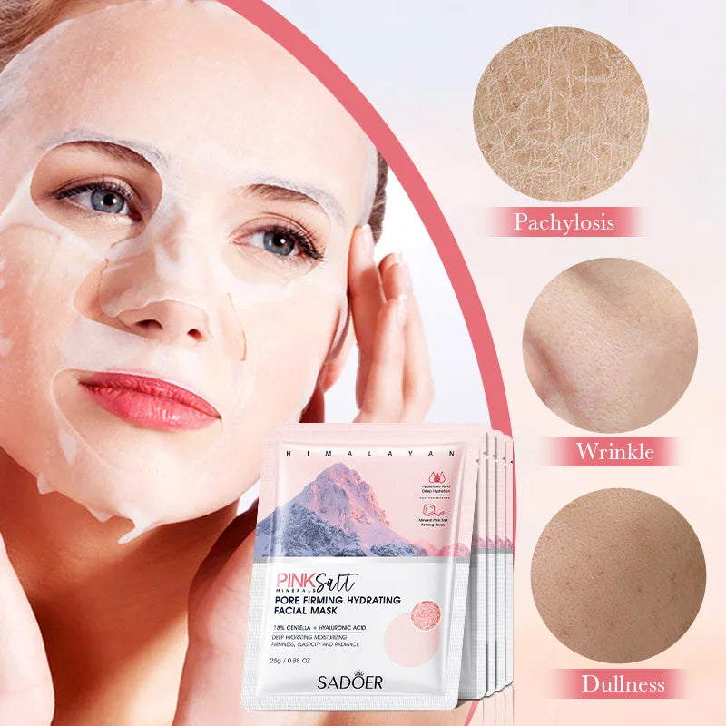 5pcs SADOER Himalayan Pink Salt Face Mask – Hydrating, Brightening & Firming Facial Skincare Treatment