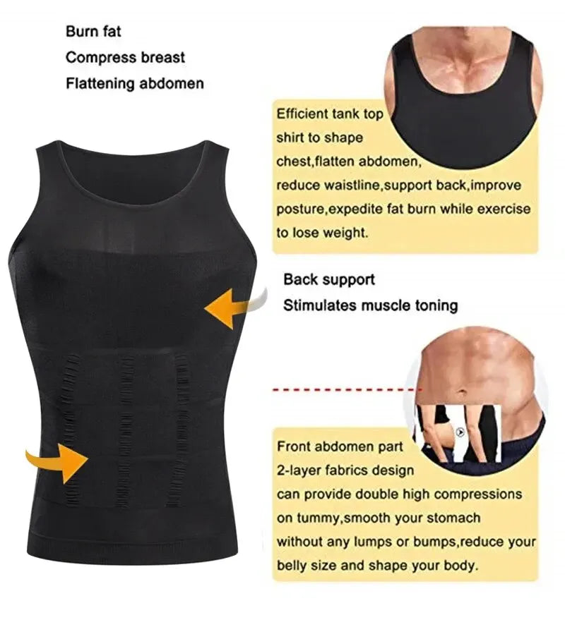 YBFDO Men’s Body Shaper – Slimming Compression Vest, Seamless Waist Trainer Tank Top, Belly Control Weight Loss Shapewear