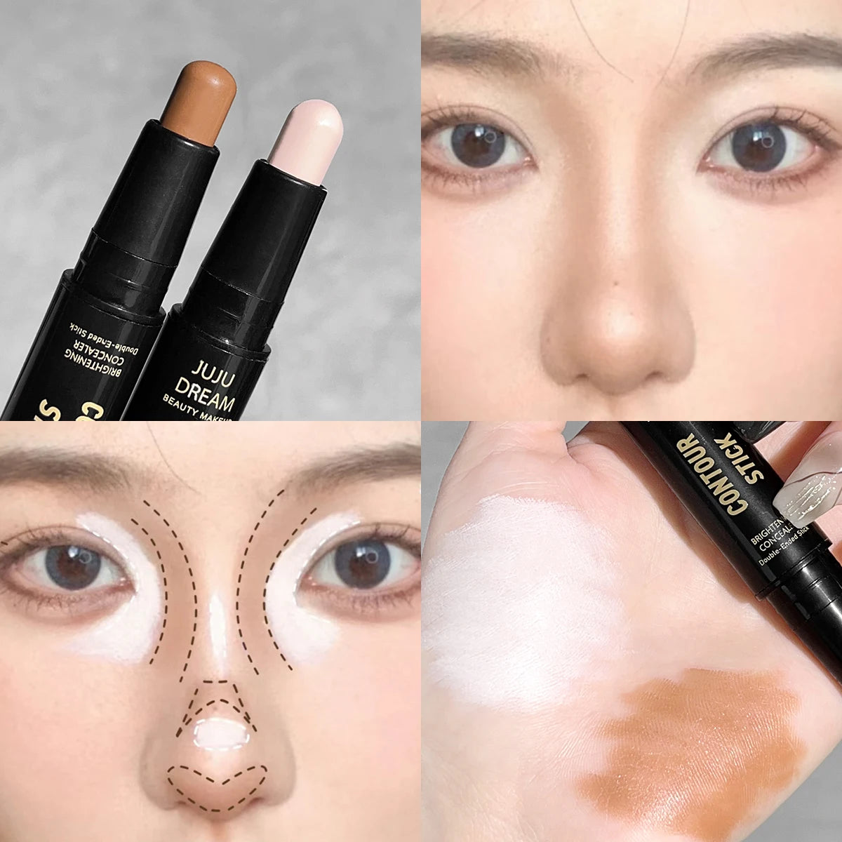 Double-Ended Contour & Highlighter Stick – 3D Face Shaping, Brightening, and Nose Shadow Makeup Stick