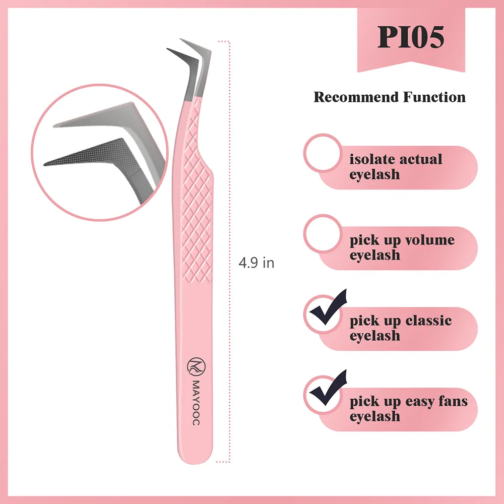 Eyelash Extension Tweezers with Fiber Tips – High-Precision, Anti-Static Lash Tools for Makeup Artists