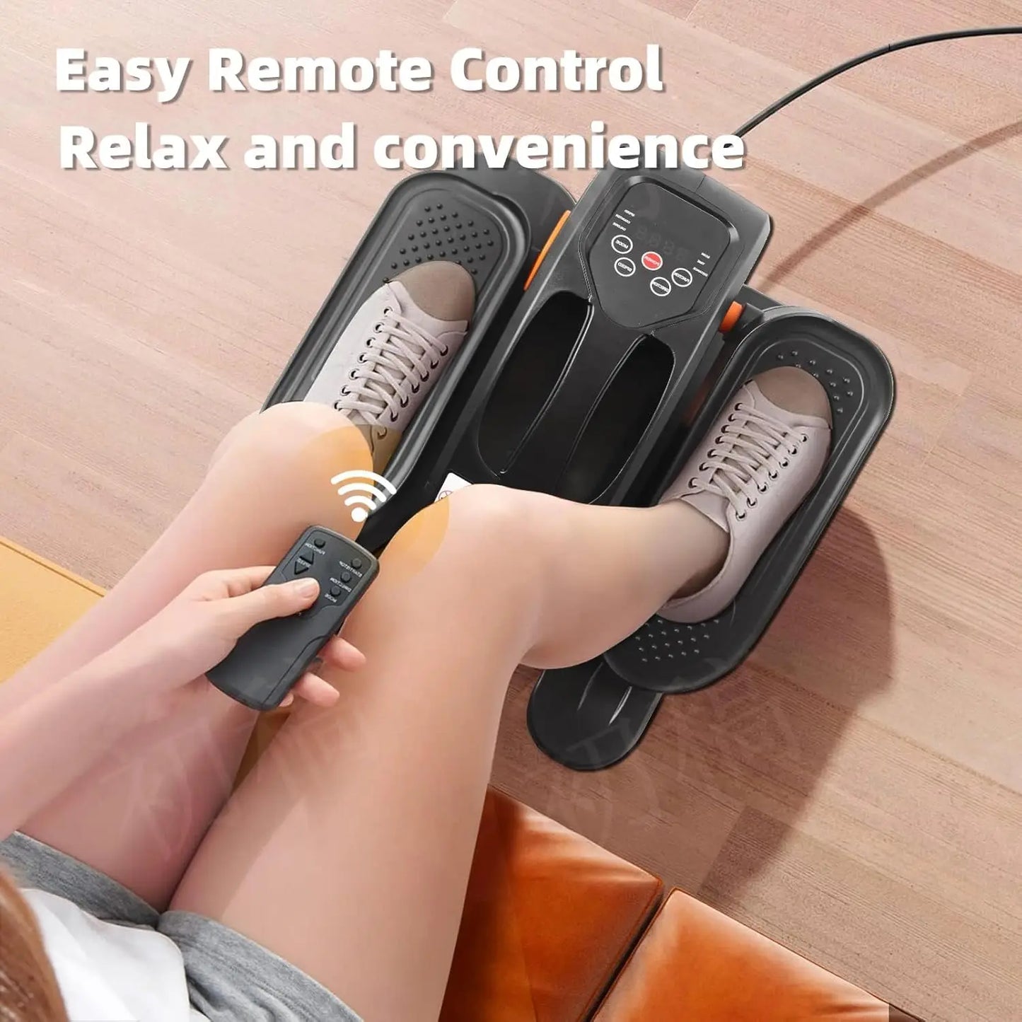 Under Desk Elliptical - Portable Leg Exerciser for Seniors, Compact Seated Elliptical with Remote Control, LCD Display Electric