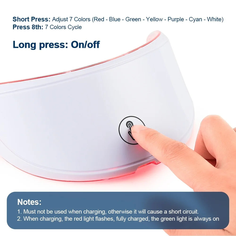 Rechargeable 7-Color LED Facial & Neck Beauty Massager – Skin Rejuvenation & Toning Device