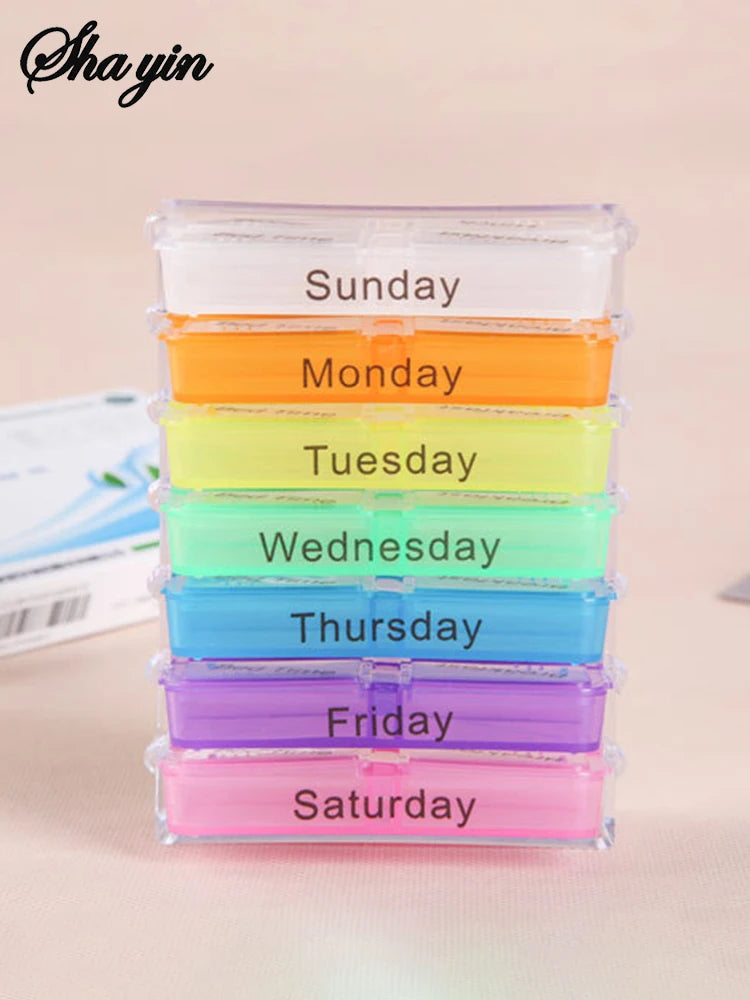 28-Compartment Medicine Box Organizer – Drawer-Style Pill Storage Case, Plastic Home Health Care Organizer