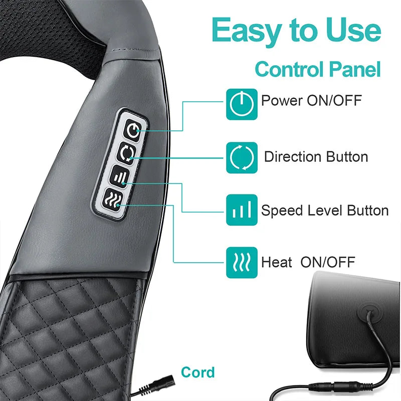 Medcursor Electric Neck and Back Massager – Kneading Massage Pillow with Heat for Neck, Shoulders, and Cervical Pain Relief