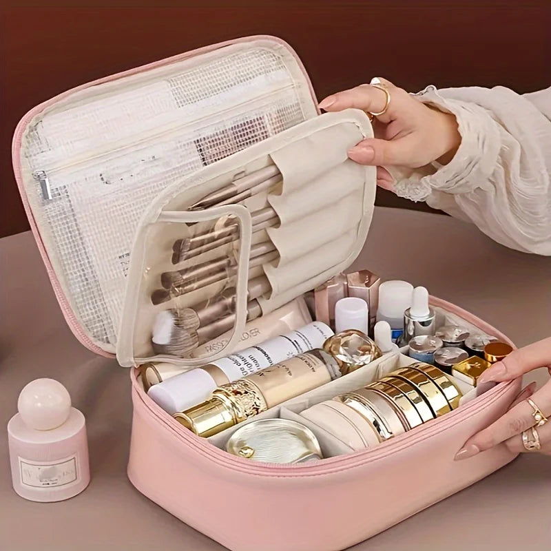 Large Capacity Women's Cosmetic Bag – Detachable Travel Makeup Organizer, Toiletry Storage & Wash Kit Case