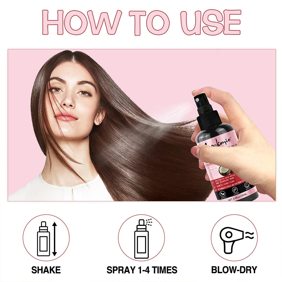 Thermal Protection Spray for Hair – Heat Protectant Serum with UV Defense, Moisturizing Leave-In Conditioner for Women