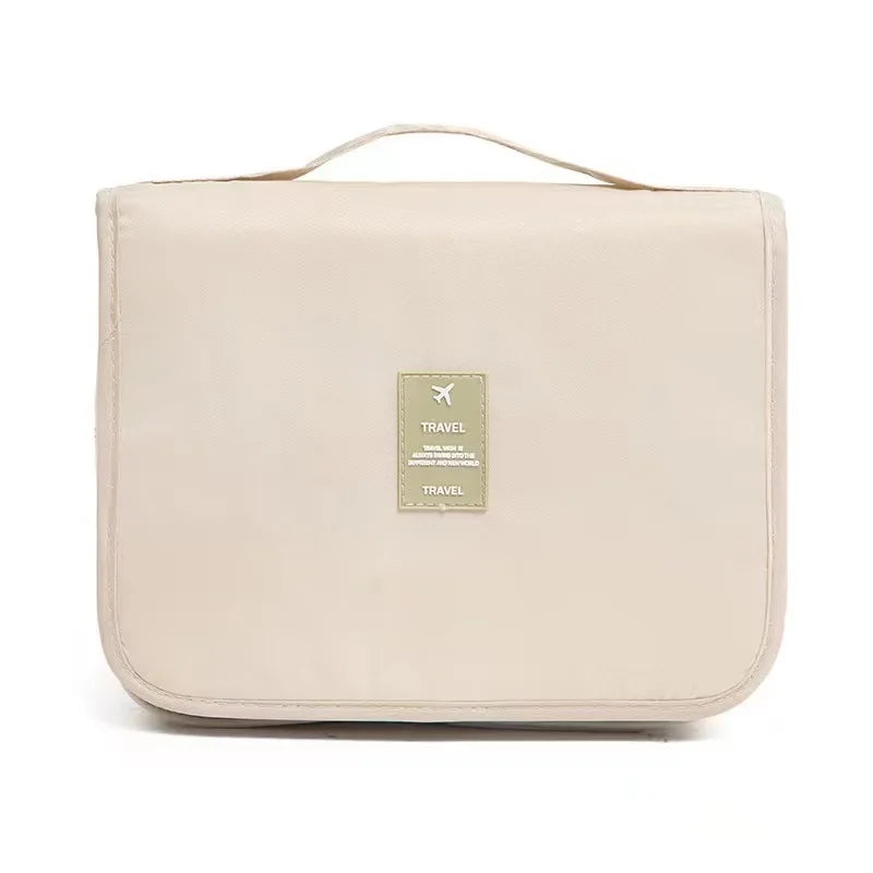 Waterproof Travel Makeup Bag – High-Quality Cosmetic & Toiletry Organizer with Hook for Women