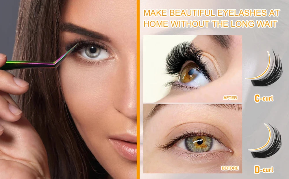 280 PCS DIY Lash Clusters – Individual Eyelash Extensions 10D/20D/30D/40D D Curl 9–16mm