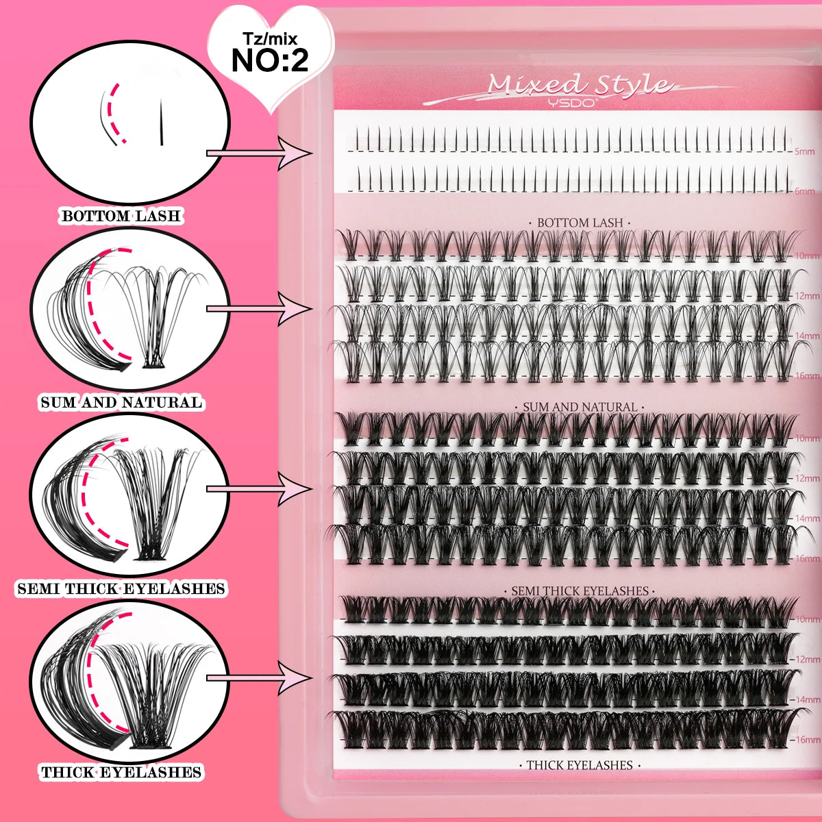 DIY Lash Clusters Extension Kit – Individual Eyelash Set (5–16mm) with Bond, Seal & Applicator Tool